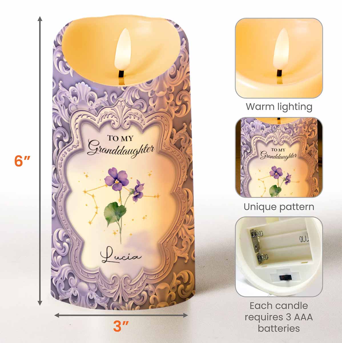 To My Granddaughter, Once Upon A Time, Love From Grandma - Personalized Custom LED Candle - GDT527_LECA