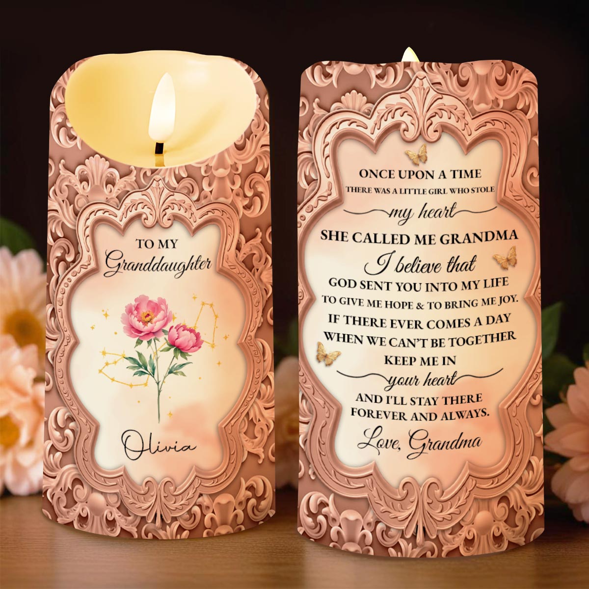 To My Granddaughter, Once Upon A Time, Love From Grandma - Personalized Custom LED Candle - GDT527_LECA