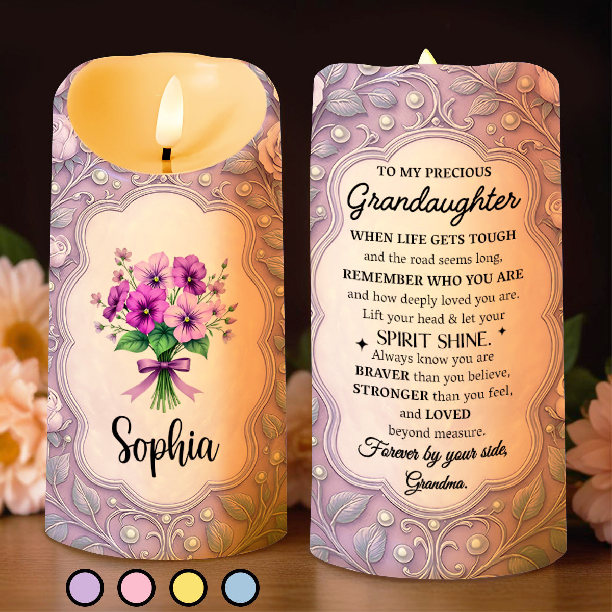 To My Precious Granddaughter, Always Let Your Spirit Shine - Personalized Custom LED Candle - GDT528_LECA