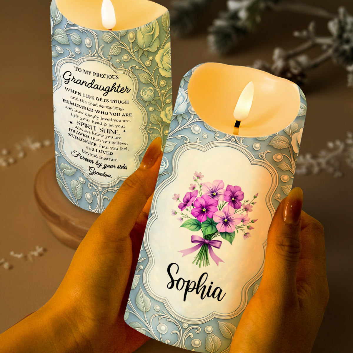 To My Precious Granddaughter, Always Let Your Spirit Shine - Personalized Custom LED Candle - GDT528_LECA