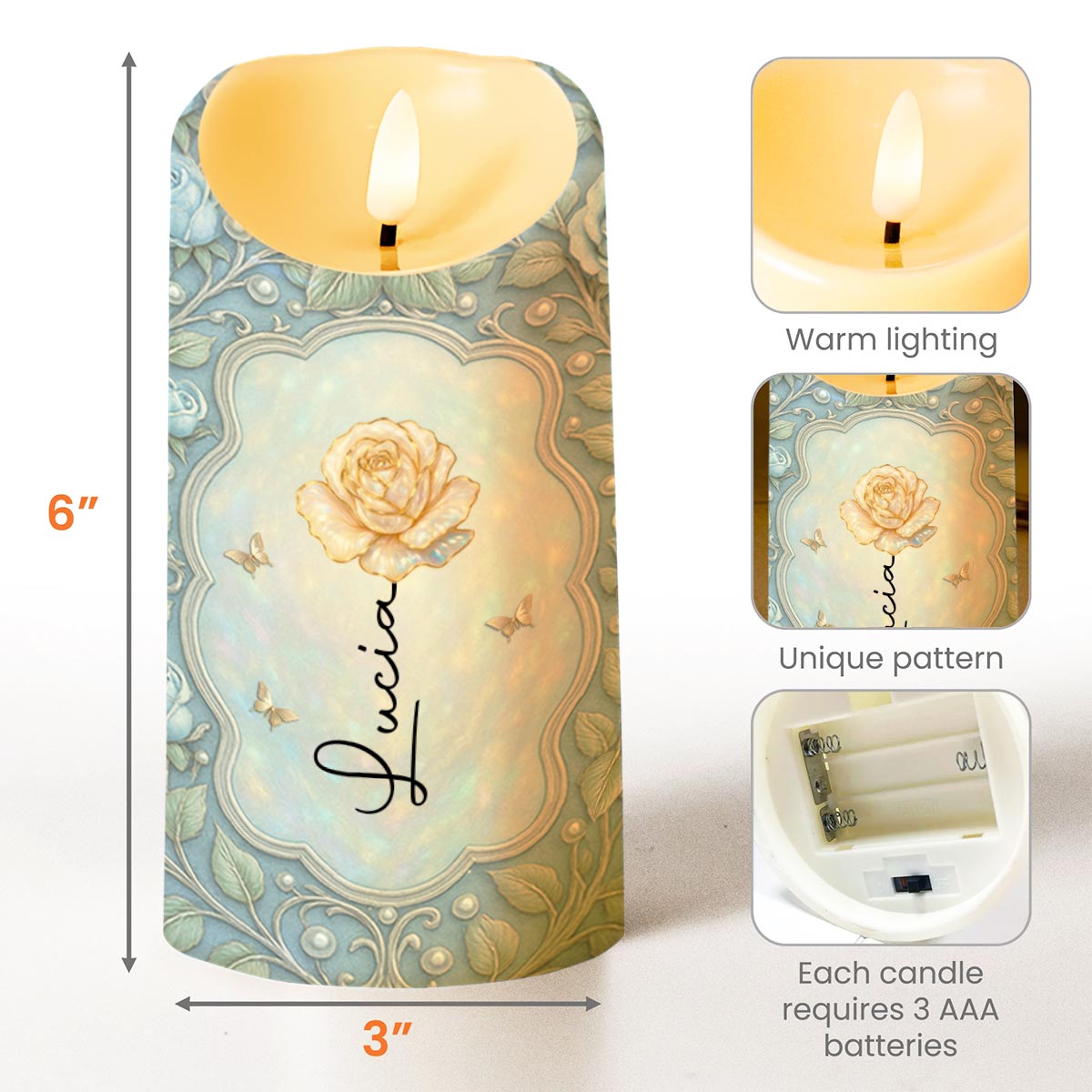 To My Granddaughter, One Of The Greatest Gifts, Rose And Butterflies - Personalized Custom LED Candle - GDT532_LECA