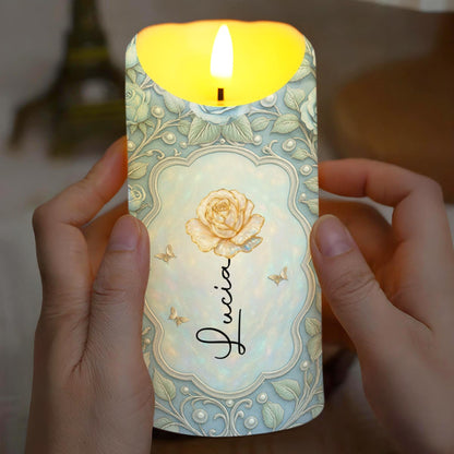 To My Granddaughter, One Of The Greatest Gifts, Rose And Butterflies - Personalized Custom LED Candle - GDT532_LECA