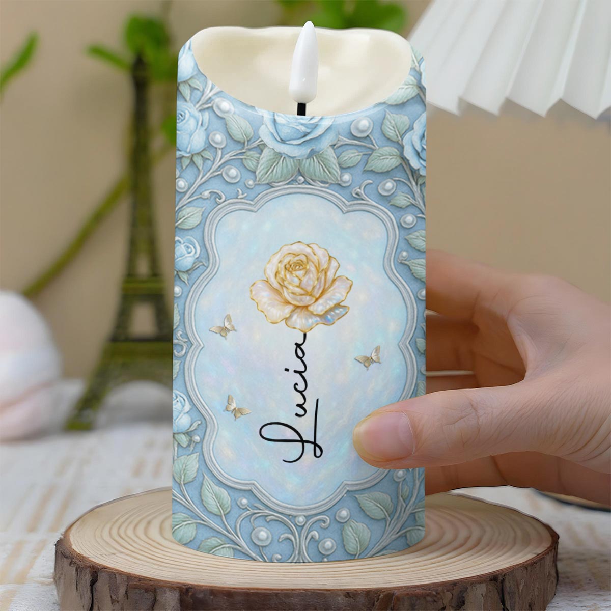 To My Granddaughter, One Of The Greatest Gifts, Rose And Butterflies - Personalized Custom LED Candle - GDT532_LECA