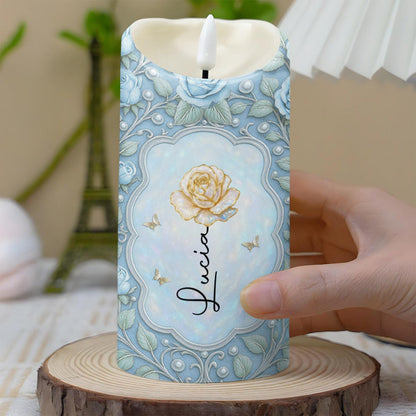 To My Granddaughter, One Of The Greatest Gifts, Rose And Butterflies - Personalized Custom LED Candle - GDT532_LECA