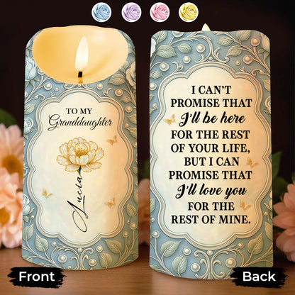 To My Granddaughter, Love Promised With Flowers And Butterflies - Personalized Custom LED Candle - GDT542_LECA