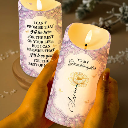 To My Granddaughter, Love Promised With Flowers And Butterflies - Personalized Custom LED Candle - GDT542_LECA