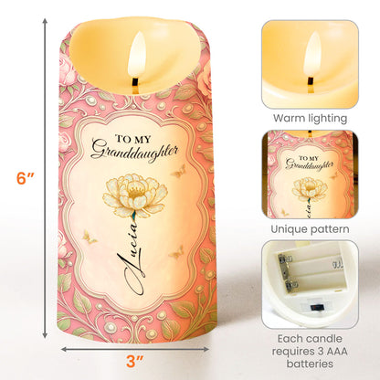 To My Granddaughter, Love Promised With Flowers And Butterflies - Personalized Custom LED Candle - GDT542_LECA