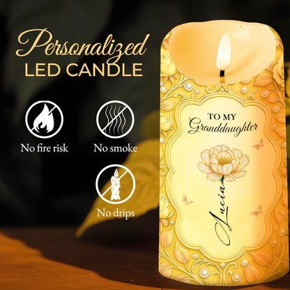 To My Granddaughter, Love Promised With Flowers And Butterflies - Personalized Custom LED Candle - GDT542_LECA