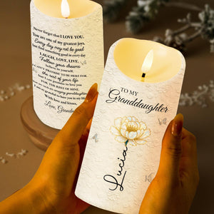 To My Granddaughter, Love And Floral Design - Personalized Custom LED Candle - GDT543_LECA