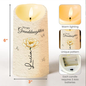 To My Granddaughter, Love And Floral Design - Personalized Custom LED Candle - GDT543_LECA