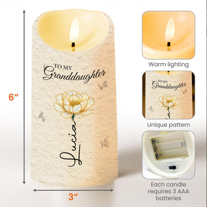 To My Granddaughter, Love And Floral Design - Personalized Custom LED Candle - GDT543_LECA
