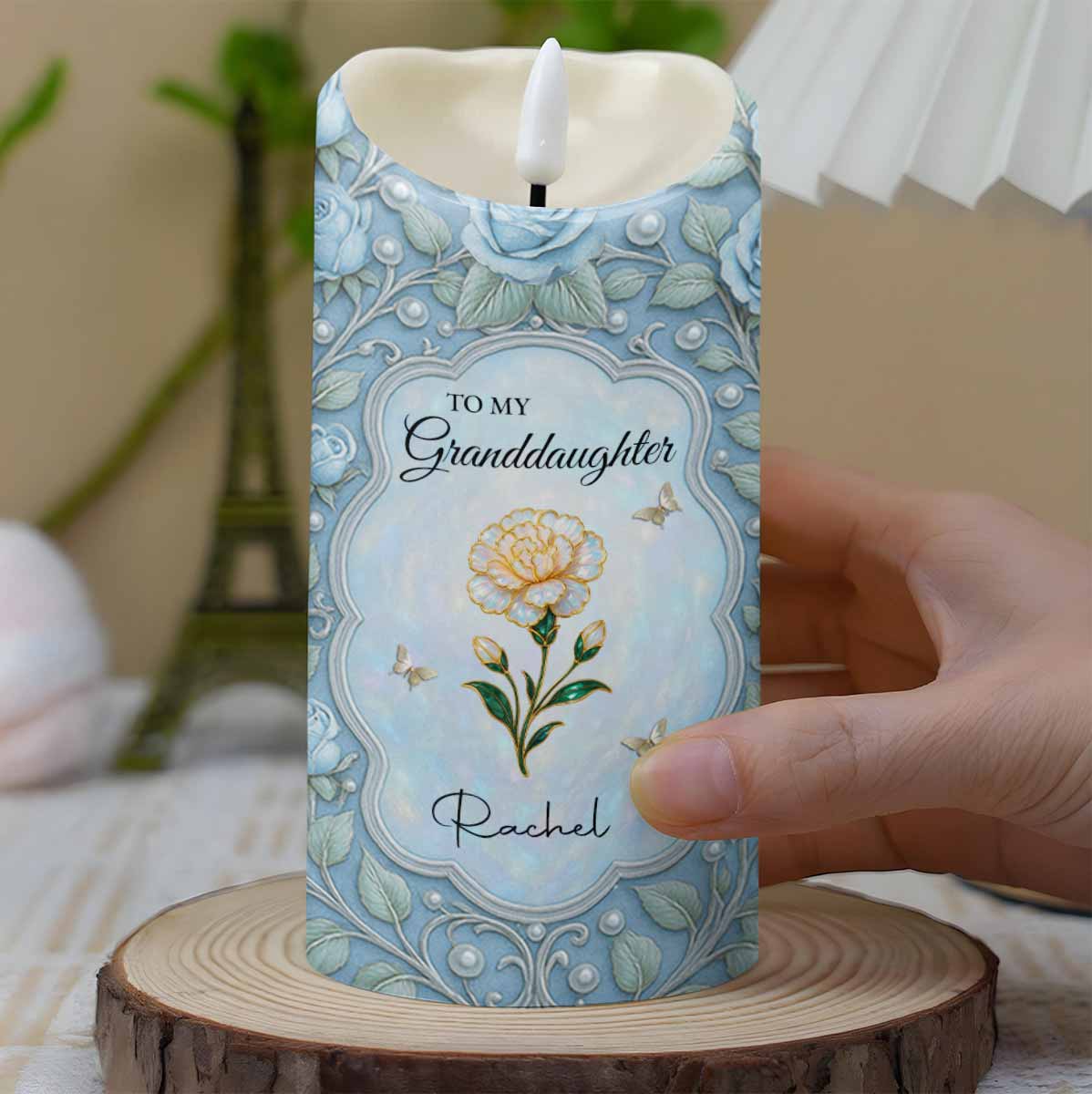 To My Granddaughter, Once Upon A Time, Flowers and Butterflies - Personalized Custom LED Candle - GDT547_LECA