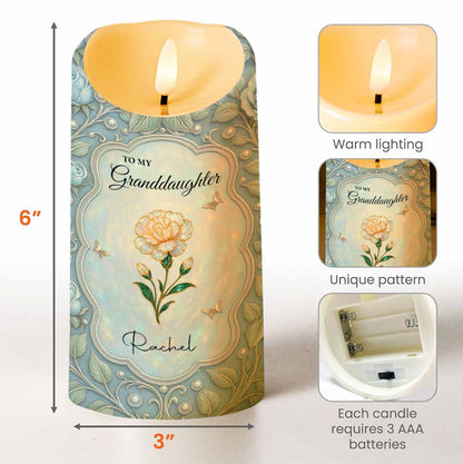 To My Granddaughter Love From Grandma, Flowers And Butterflies - Personalized Custom LED Candle - GDT548_LECA