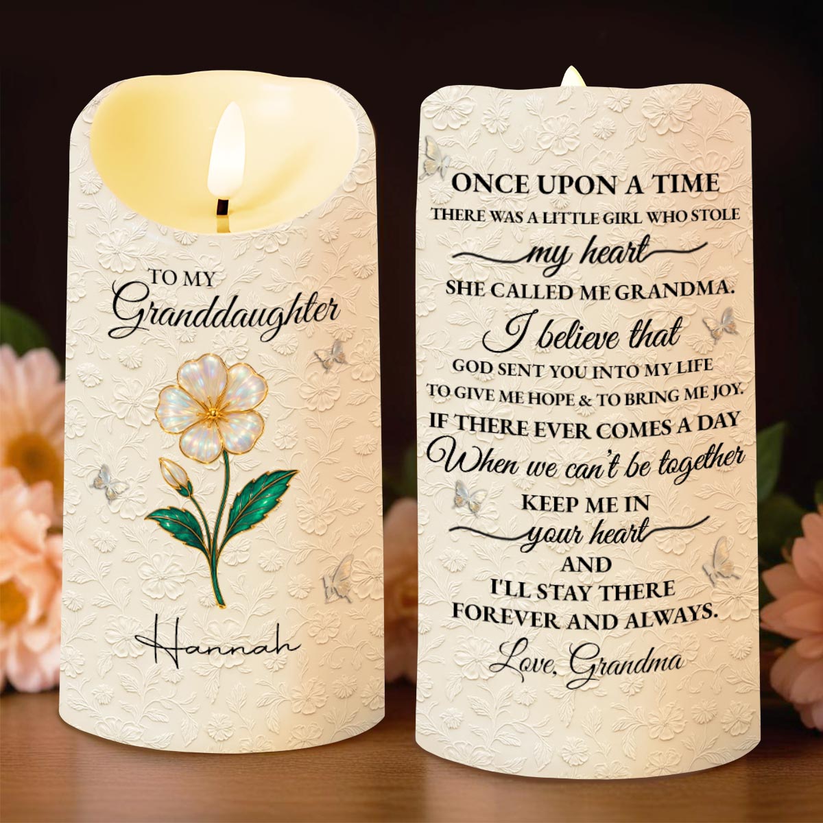 Once Upon A Time She Called Me Grandma, Daisy Design - Personalized Custom LED Candle - GDT550_LECA