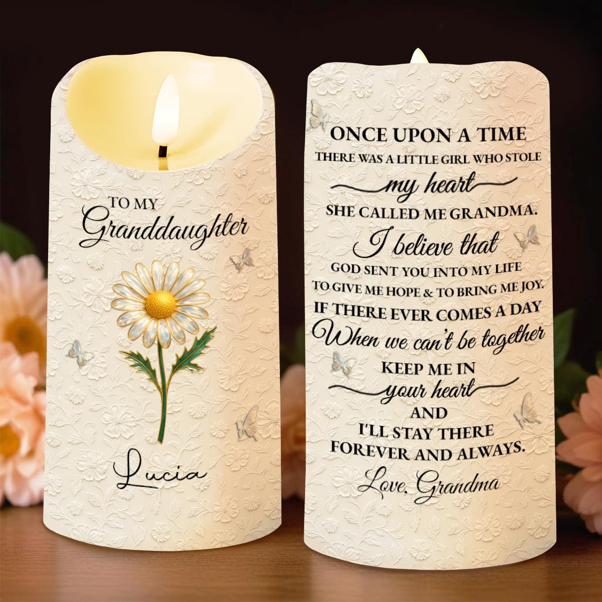 Once Upon A Time She Called Me Grandma, Daisy Design - Personalized Custom LED Candle - GDT550_LECA