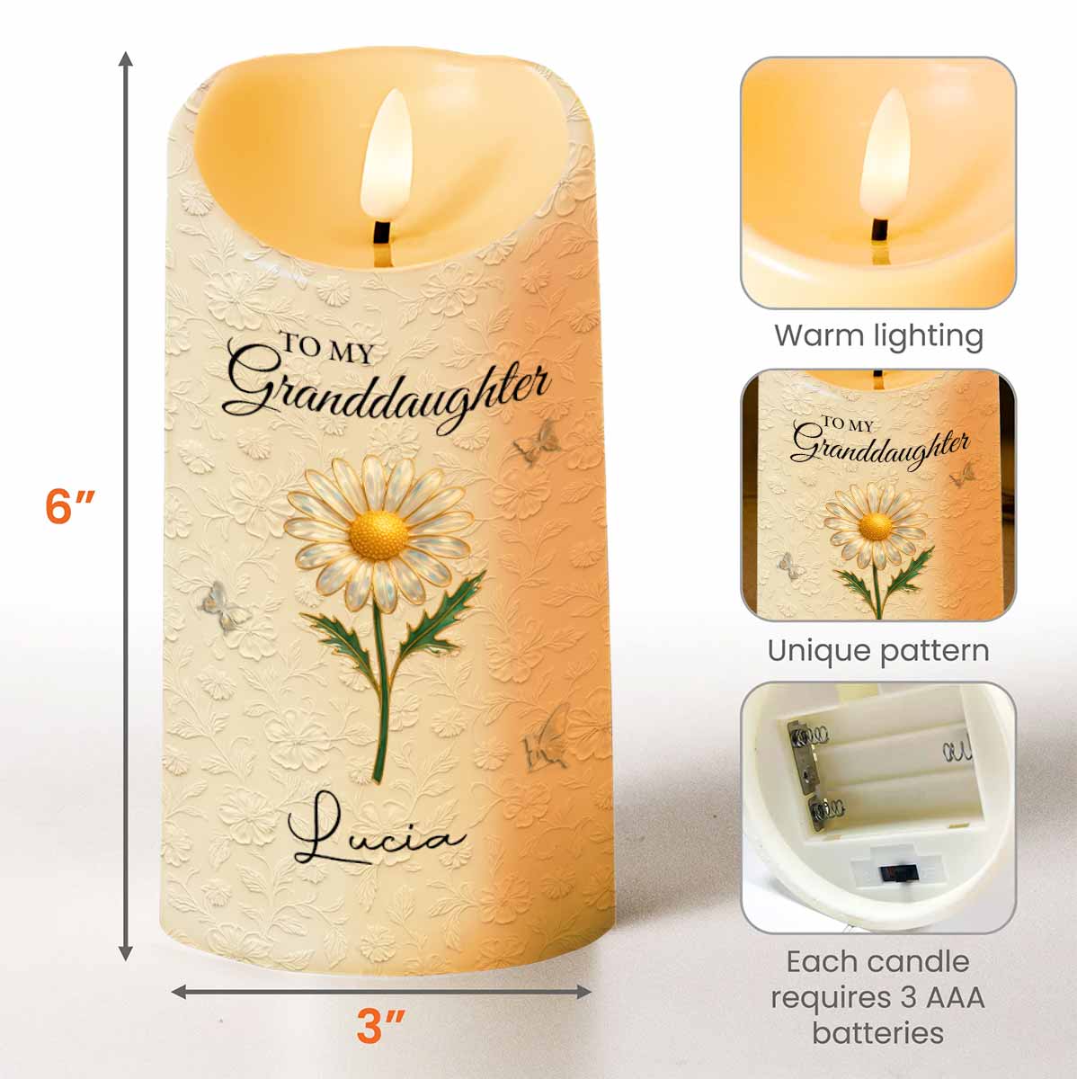 Once Upon A Time She Called Me Grandma, Daisy Design - Personalized Custom LED Candle - GDT550_LECA