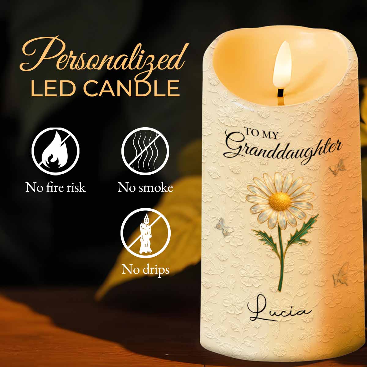 Once Upon A Time She Called Me Grandma, Daisy Design - Personalized Custom LED Candle - GDT550_LECA