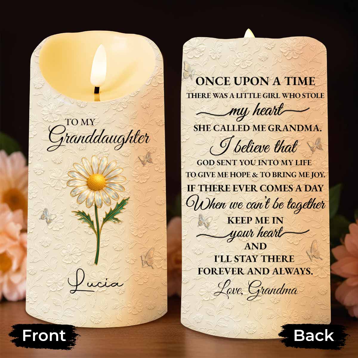 Once Upon A Time She Called Me Grandma, Daisy Design - Personalized Custom LED Candle - GDT550_LECA