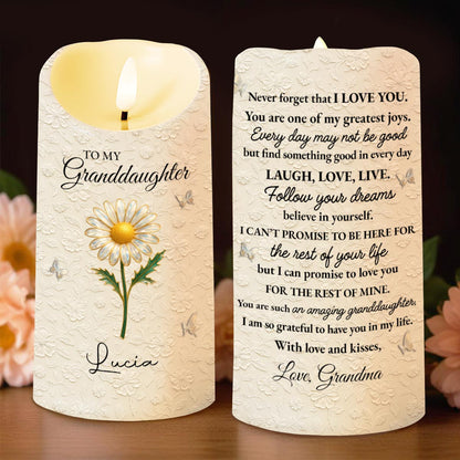 To My Granddaughter, Love Grandma, Beautiful Flower Design - Personalized Custom LED Candle - GDT551_LECA