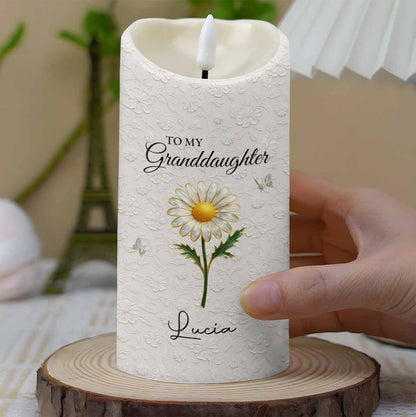 To My Granddaughter, Love Grandma, Beautiful Flower Design - Personalized Custom LED Candle - GDT551_LECA