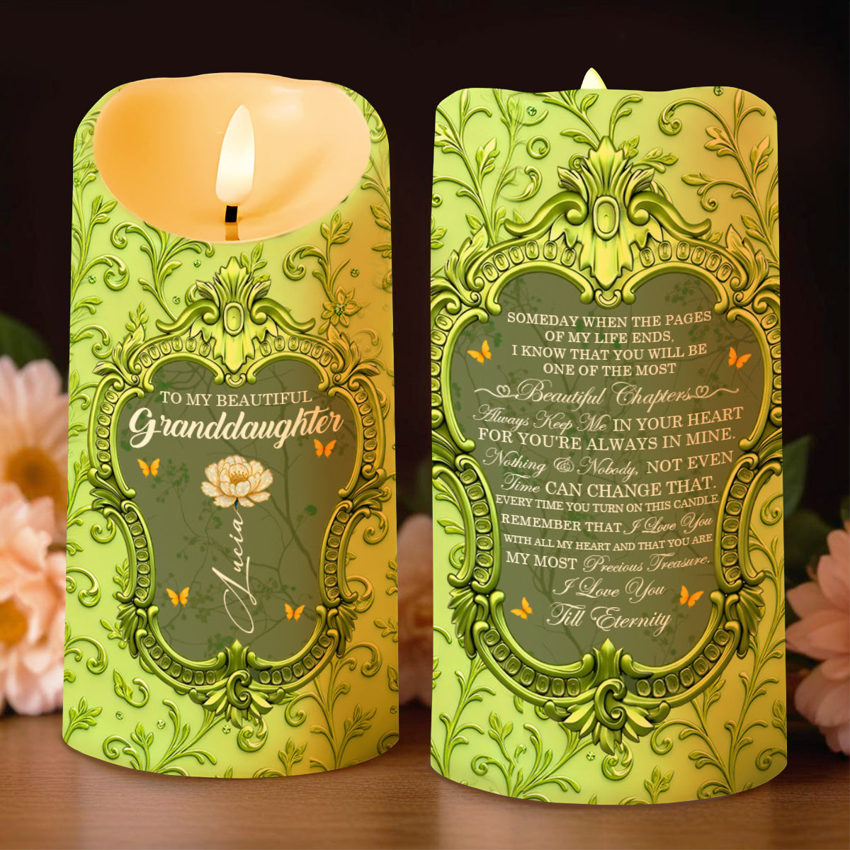 Someday When the Pages of My Life Ends, Ornate Framed Design - Personalized Custom LED Candle - GDT552_LECA