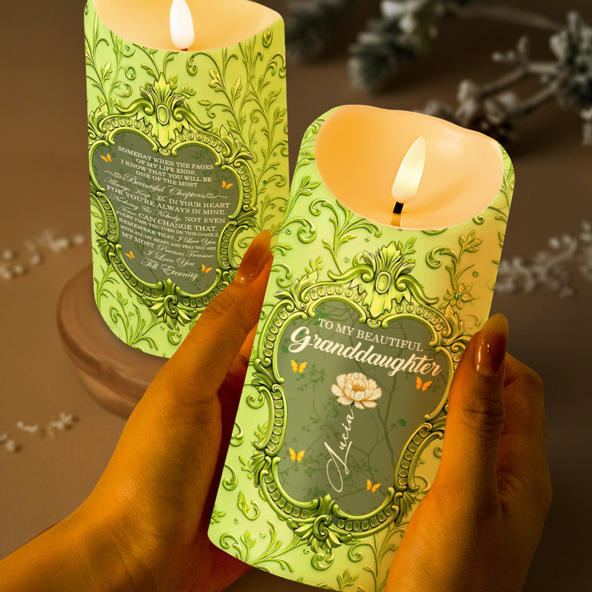 Someday When the Pages of My Life Ends, Ornate Framed Design - Personalized Custom LED Candle - GDT552_LECA