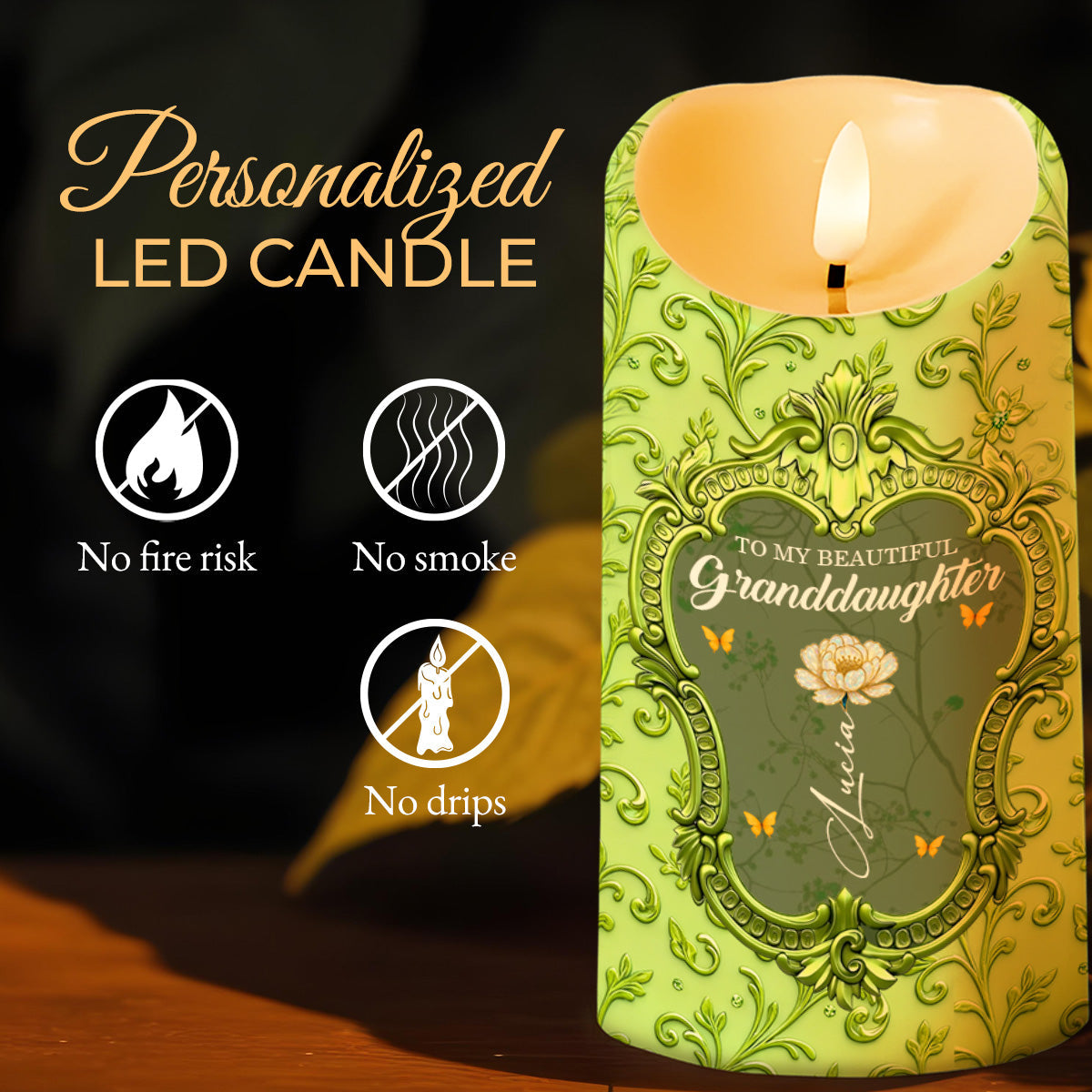 Someday When the Pages of My Life Ends, Ornate Framed Design - Personalized Custom LED Candle - GDT552_LECA