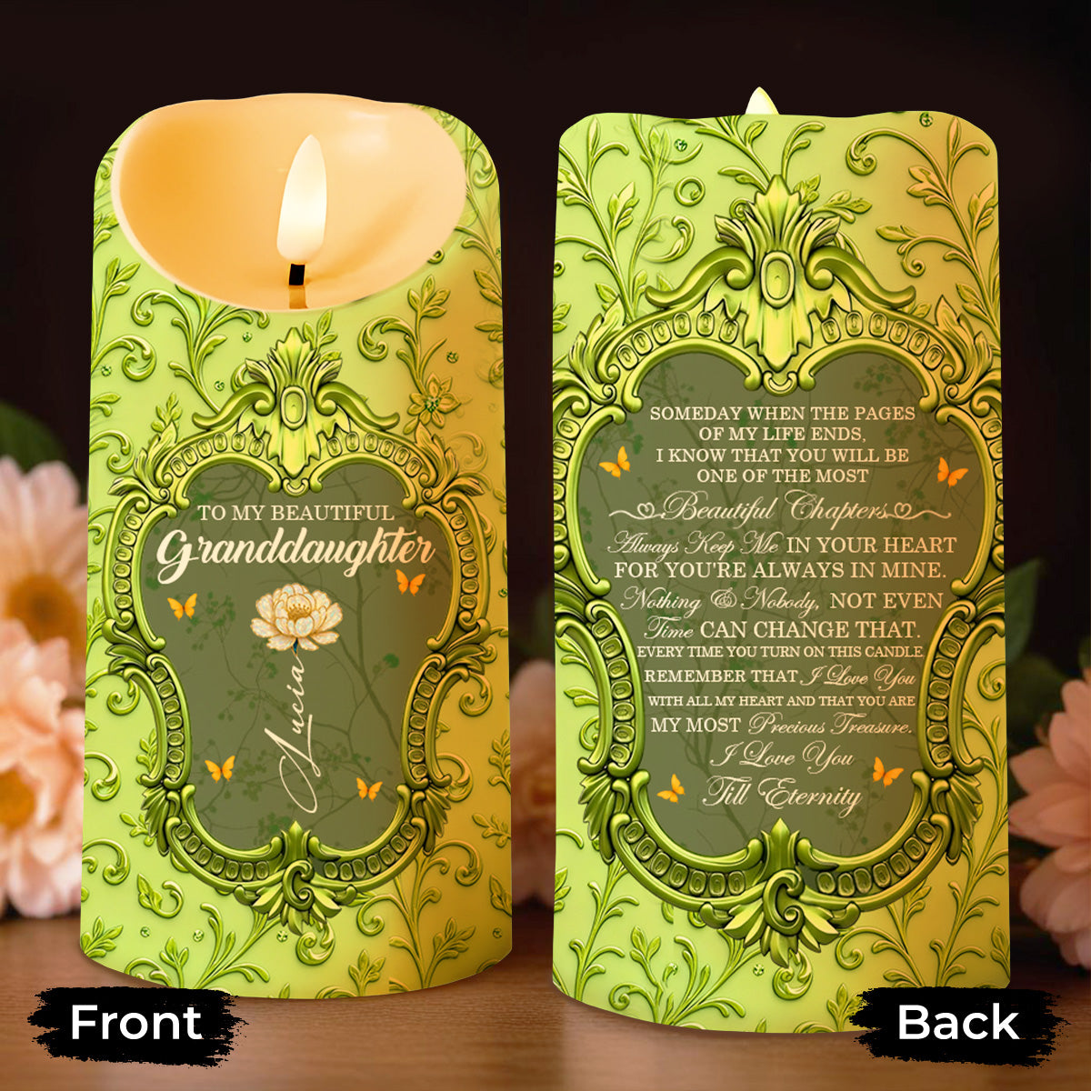 Someday When the Pages of My Life Ends, Ornate Framed Design - Personalized Custom LED Candle - GDT552_LECA