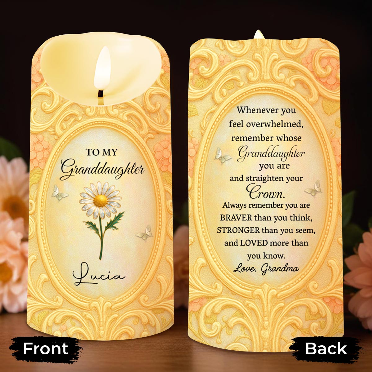 To My Granddaughter, Remember You Are Braver - Personalized Custom LED Candle - GDT554_LECA