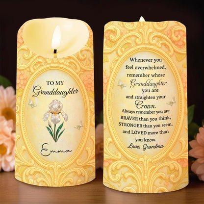 To My Granddaughter, Remember You Are Braver - Personalized Custom LED Candle - GDT554_LECA