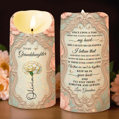 To My Granddaughter, Beautiful Floral Design - Personalized Custom LED Candle - GDT557_LECA