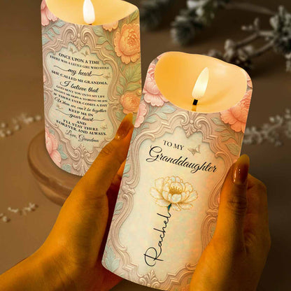 To My Granddaughter, Beautiful Floral Design - Personalized Custom LED Candle - GDT557_LECA