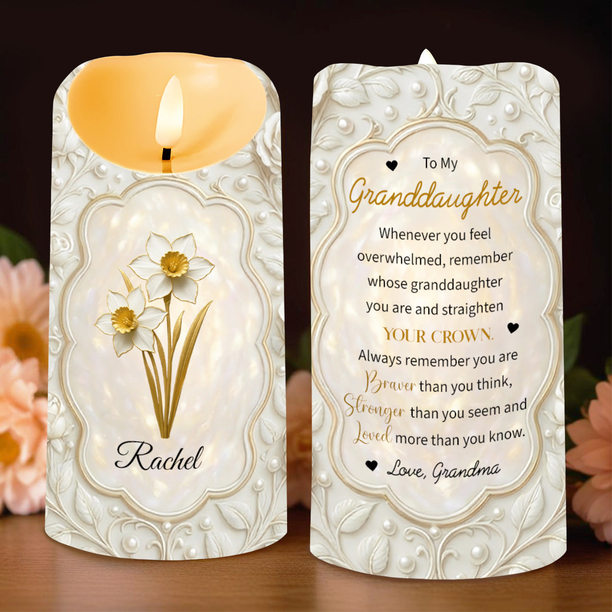 To My Granddaughter, Always Remember You Are Braver - Personalized Custom LED Candle - GDT562_LECA