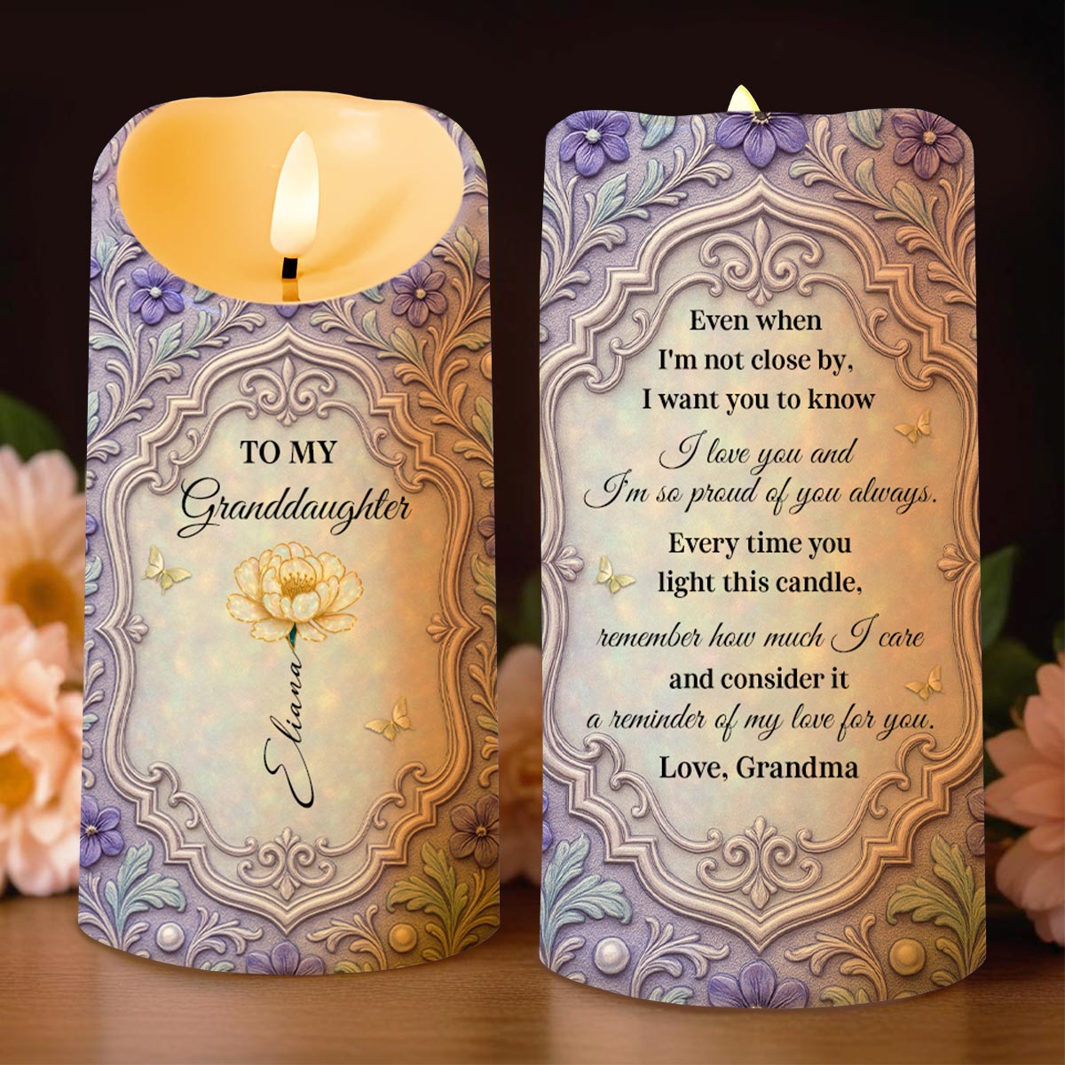 To My Granddaughter, Reminder Of My Love - Personalized Custom LED Candle - GDT565_LECA