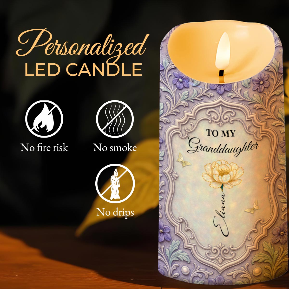 To My Granddaughter, Reminder Of My Love - Personalized Custom LED Candle - GDT565_LECA