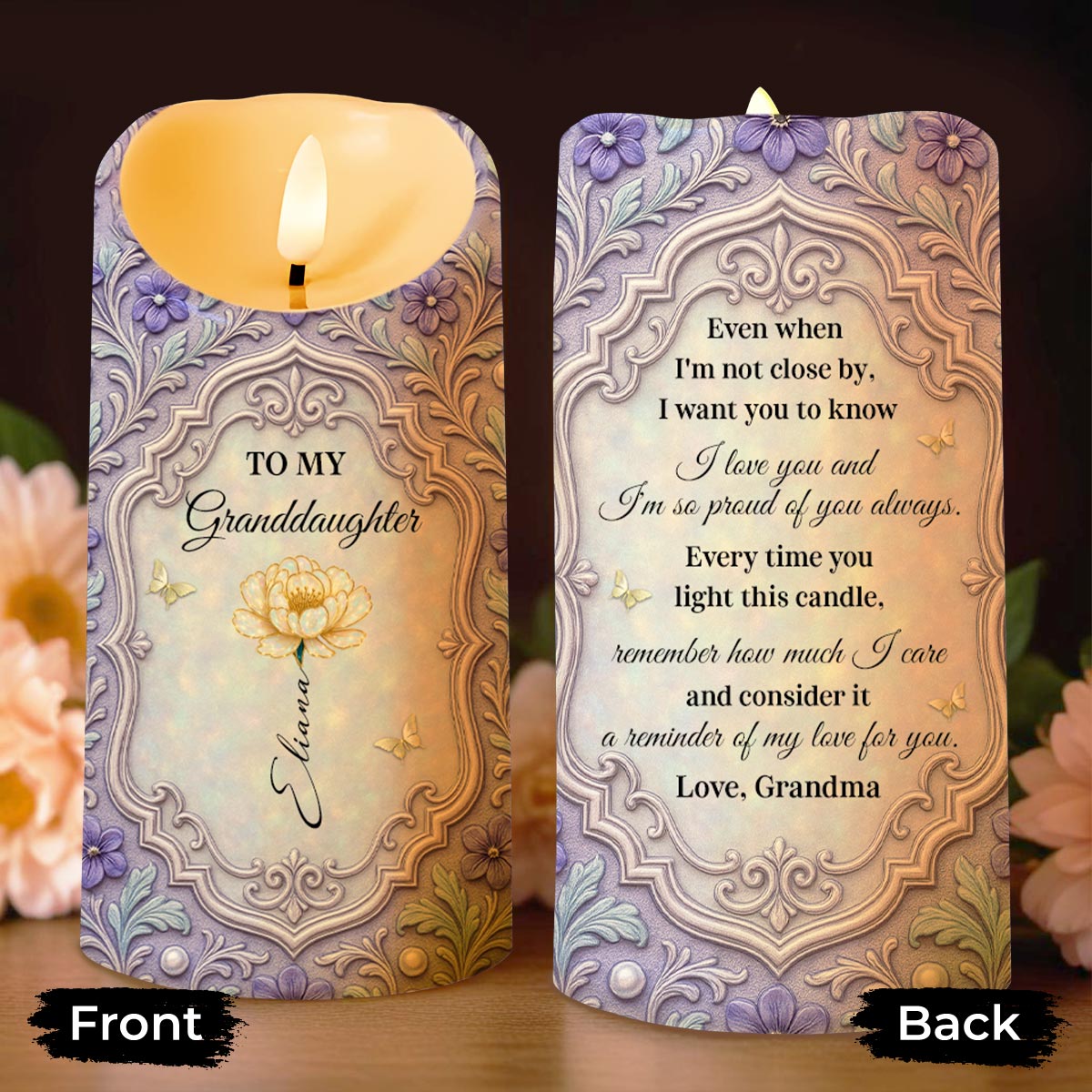 To My Granddaughter, Reminder Of My Love - Personalized Custom LED Candle - GDT565_LECA