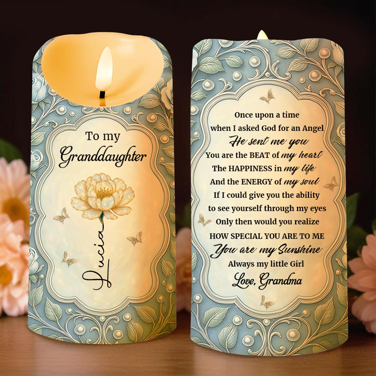 To My Granddaughter, You Are My Sunshine - Personalized Custom LED Candle - GDT566_LECA