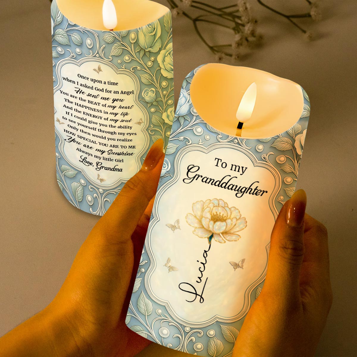 To My Granddaughter, You Are My Sunshine - Personalized Custom LED Candle - GDT566_LECA