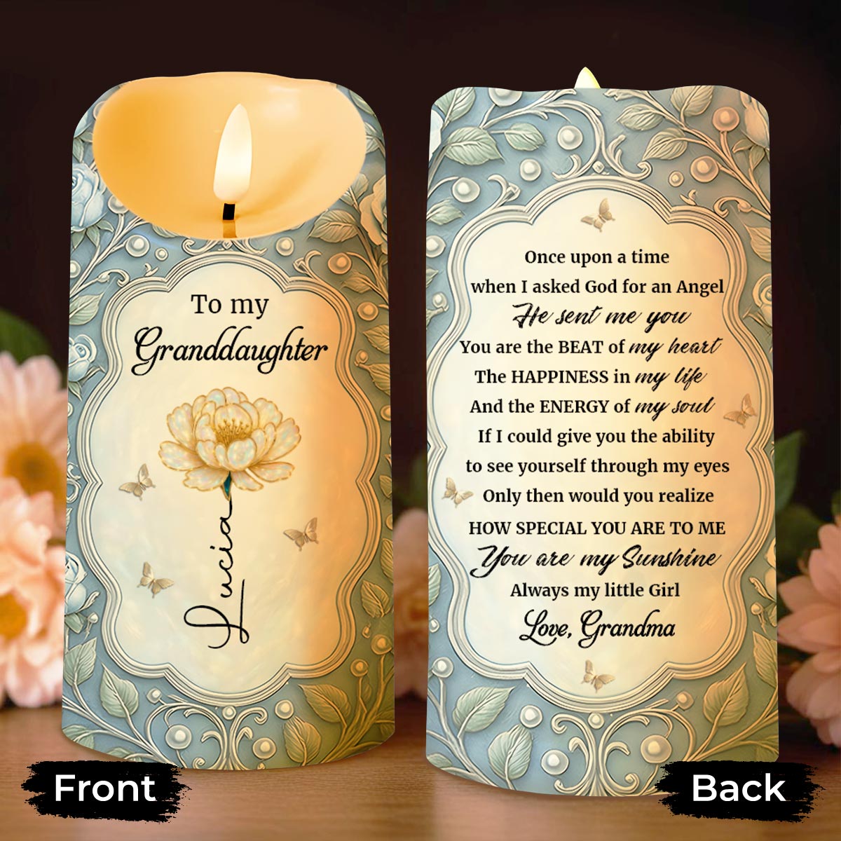 To My Granddaughter, You Are My Sunshine - Personalized Custom LED Candle - GDT566_LECA