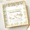 Grandma And Granddaughter, A Bond That Can't Be Broken, Flowers - Personalized Custom Jewelry Dish, Ceramic Dish, Square Shape - GDT568_SCRF