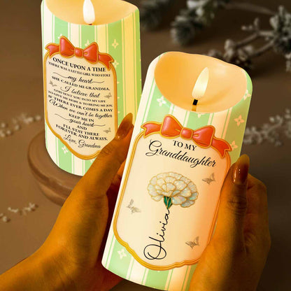 Once Upon A Time Little Girl Stole My Heart, Bow And Flower - Personalized Custom LED Candle - GDT569_LECA