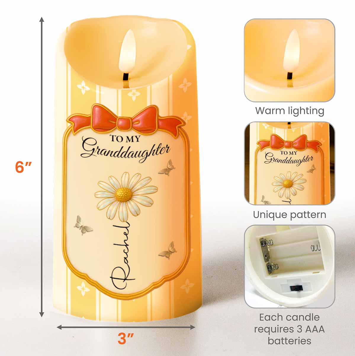 Once Upon A Time Little Girl Stole My Heart, Bow And Flower - Personalized Custom LED Candle - GDT569_LECA