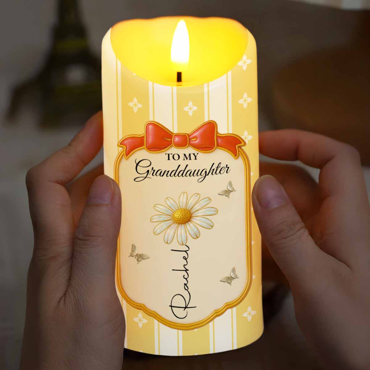 Once Upon A Time Little Girl Stole My Heart, Bow And Flower - Personalized Custom LED Candle - GDT569_LECA