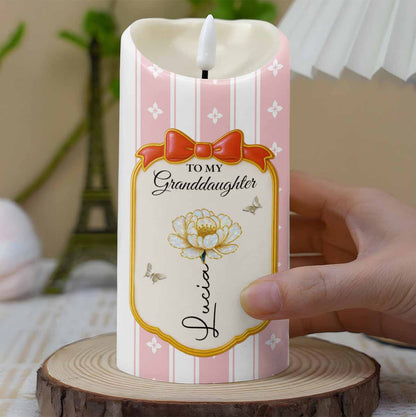 Once Upon A Time Little Girl Stole My Heart, Bow And Flower - Personalized Custom LED Candle - GDT569_LECA