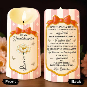 Once Upon A Time Little Girl Stole My Heart, Bow And Flower - Personalized Custom LED Candle - GDT569_LECA