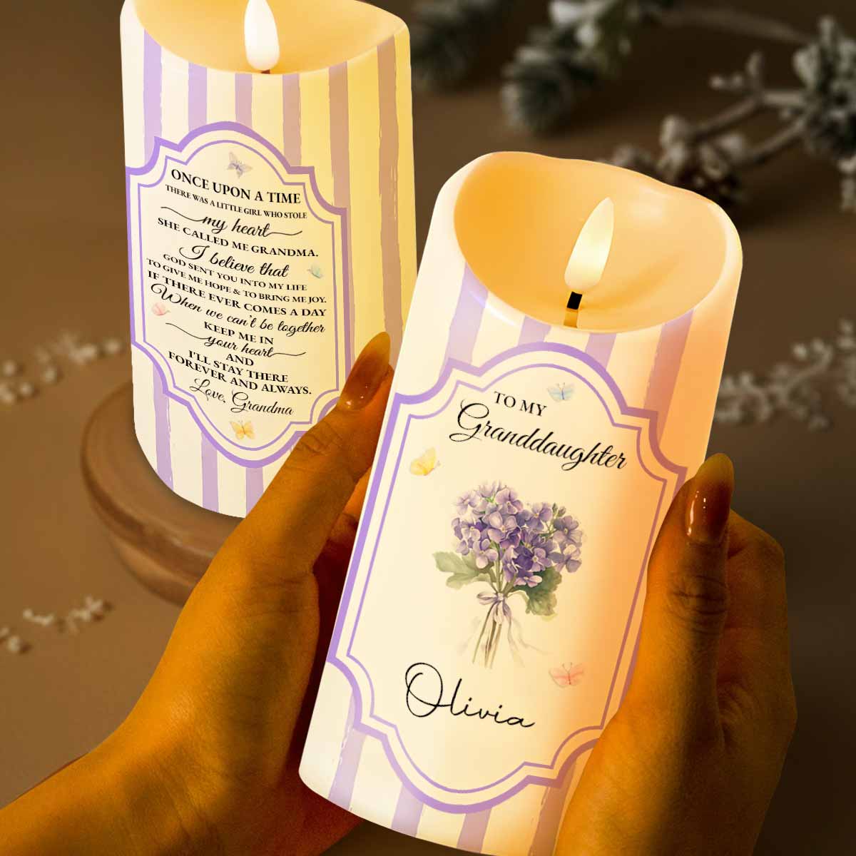 To My Granddaughter, Forever And Always - Personalized Custom LED Candle - GDT570_LECA