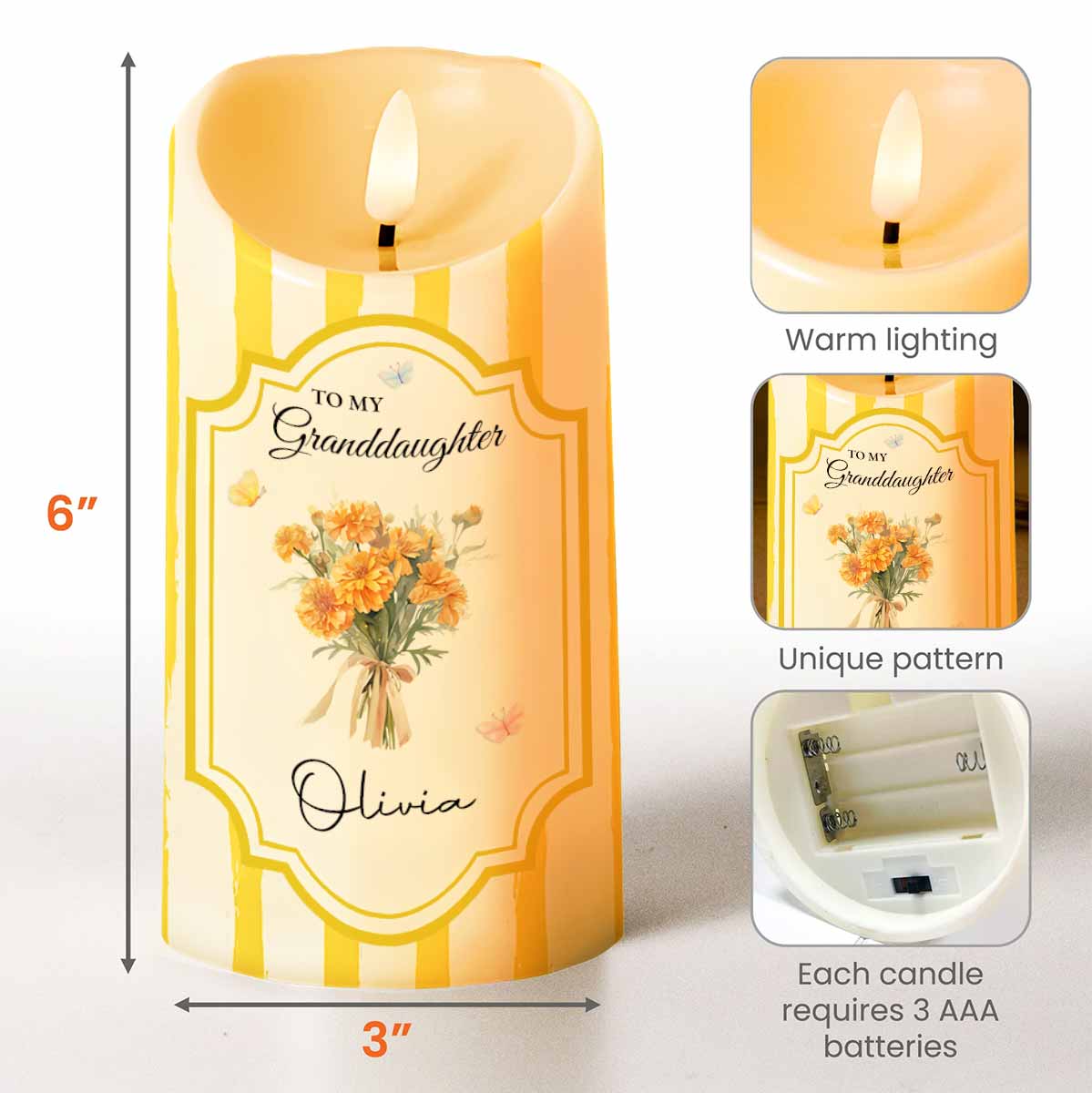 To My Granddaughter, Forever And Always - Personalized Custom LED Candle - GDT570_LECA