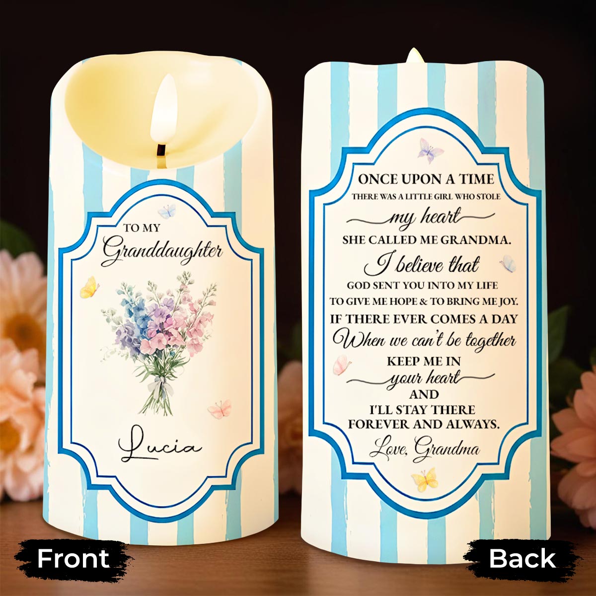To My Granddaughter, Forever And Always - Personalized Custom LED Candle - GDT570_LECA