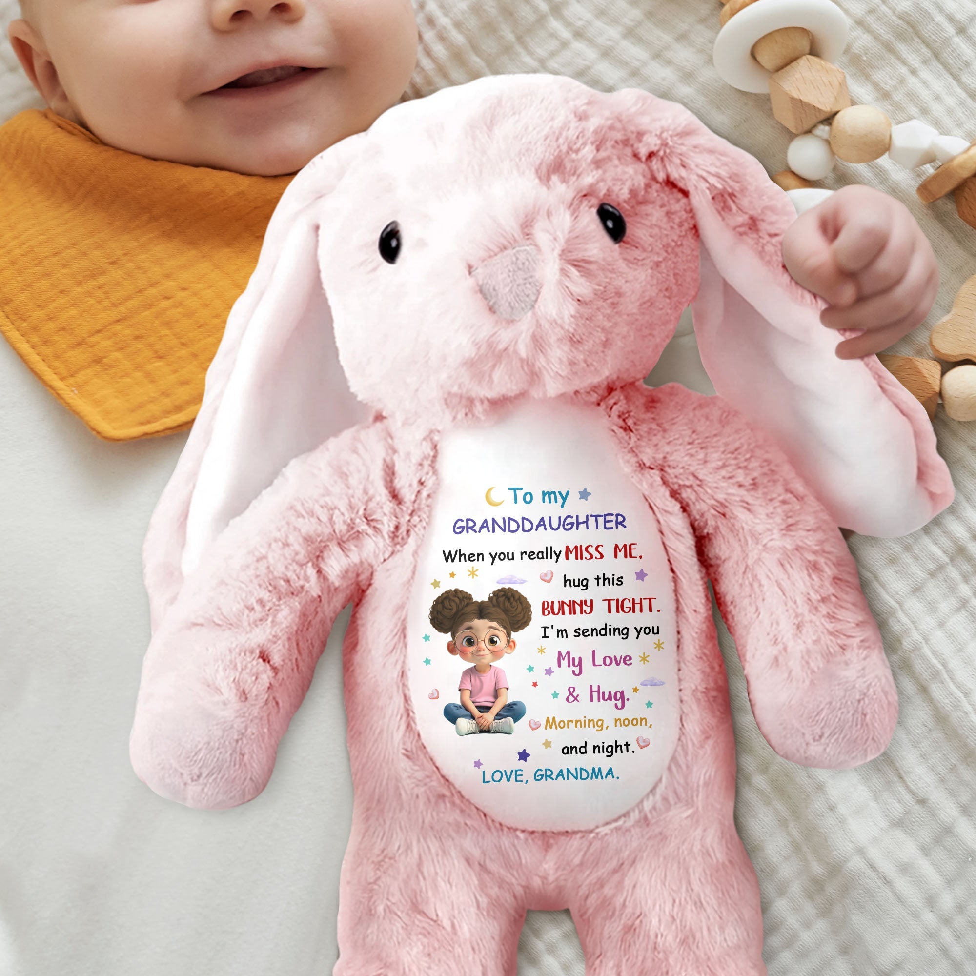 To My Granddaughter, Hug This Bunny Tight - Personalized Stuffed Bunny - GDT572_BUN