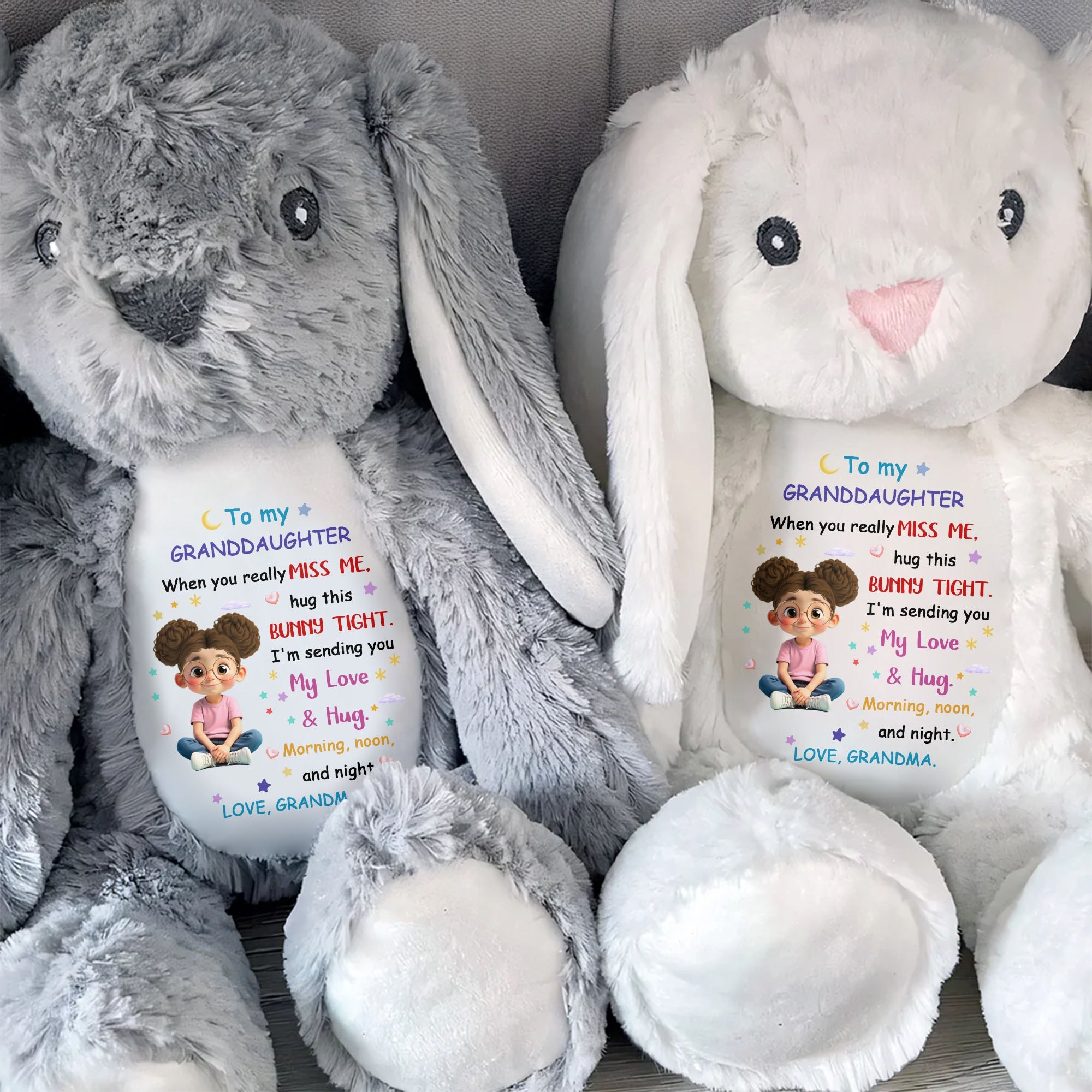 To My Granddaughter, Hug This Bunny Tight - Personalized Stuffed Bunny - GDT572_BUN